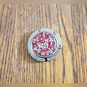 Silver & Pink Rhinestone Crystal Purse Hook BNIB